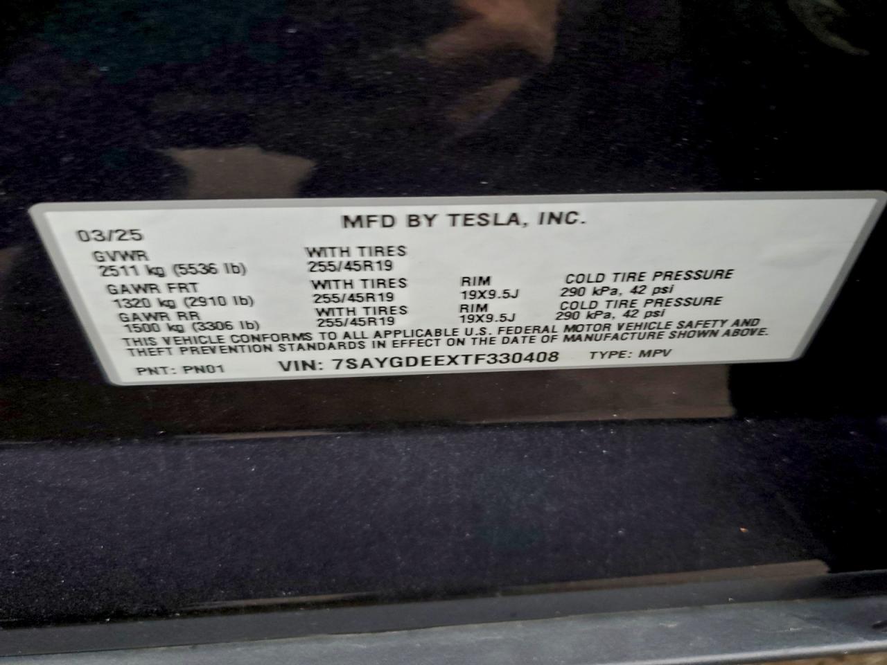 2026 Tesla Model Y VIN: 7SAYGDEEXTF330408 Lot: 93757445