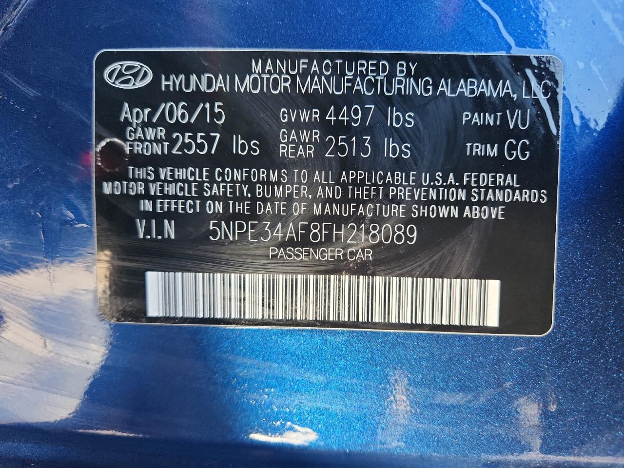 2015 Hyundai Sonata Sport VIN: 5NPE34AF8FH218089 Lot: 91203505