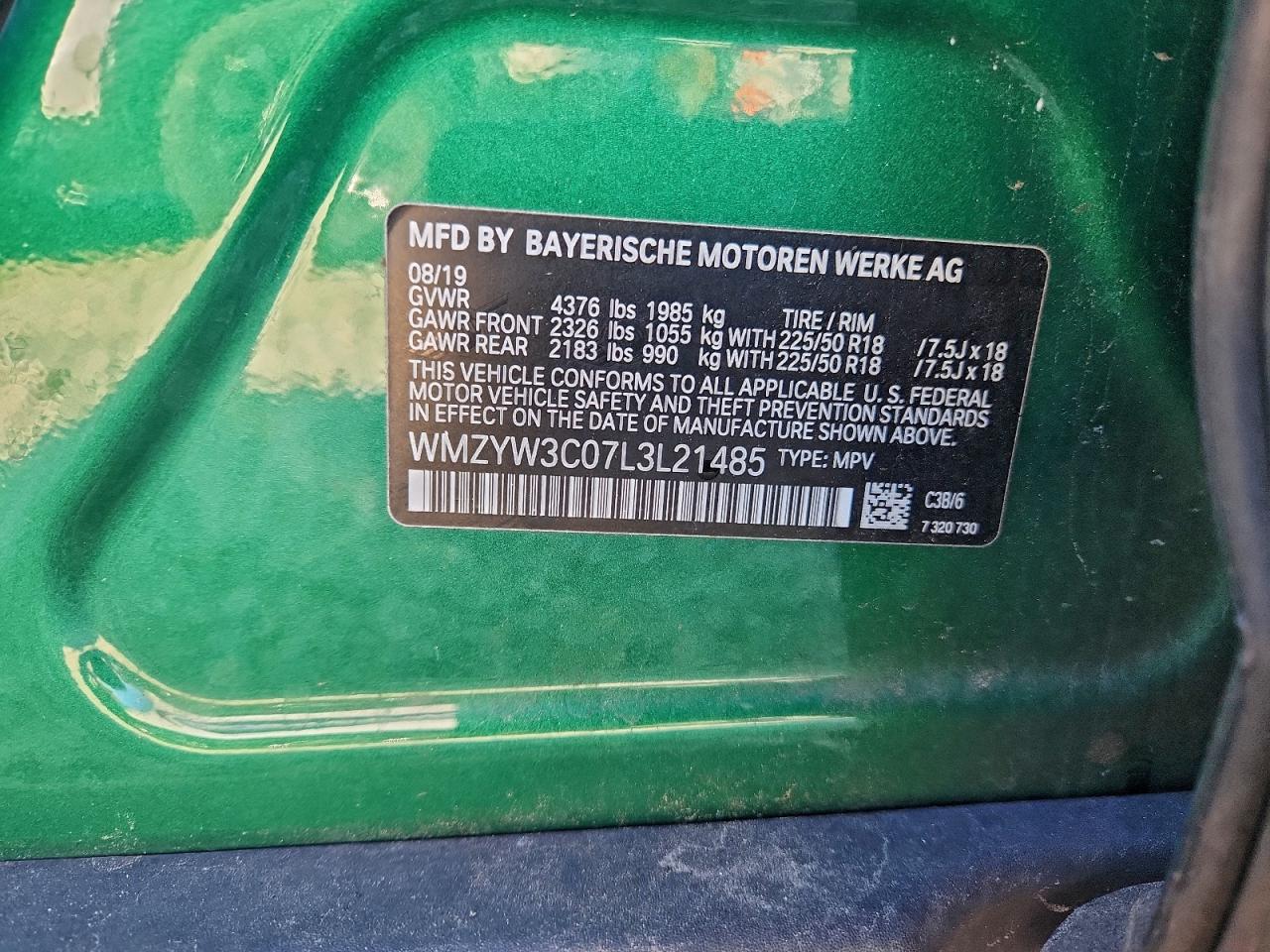 2020 Mini Cooper Countryman VIN: WMZYW3C07L3L21485 Lot: 93483885