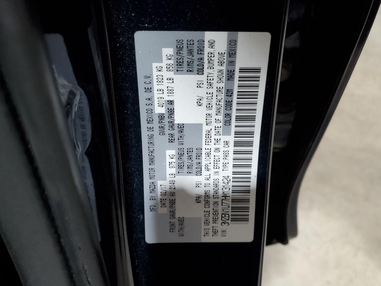 2017 Mazda 3 Sport VIN: 3MZBN1U77HM131424 Lot: 90477105