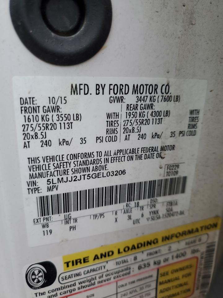 2016 Lincoln Navigator Select VIN: 5LMJJ2JT5GEL03206 Lot: 93507185