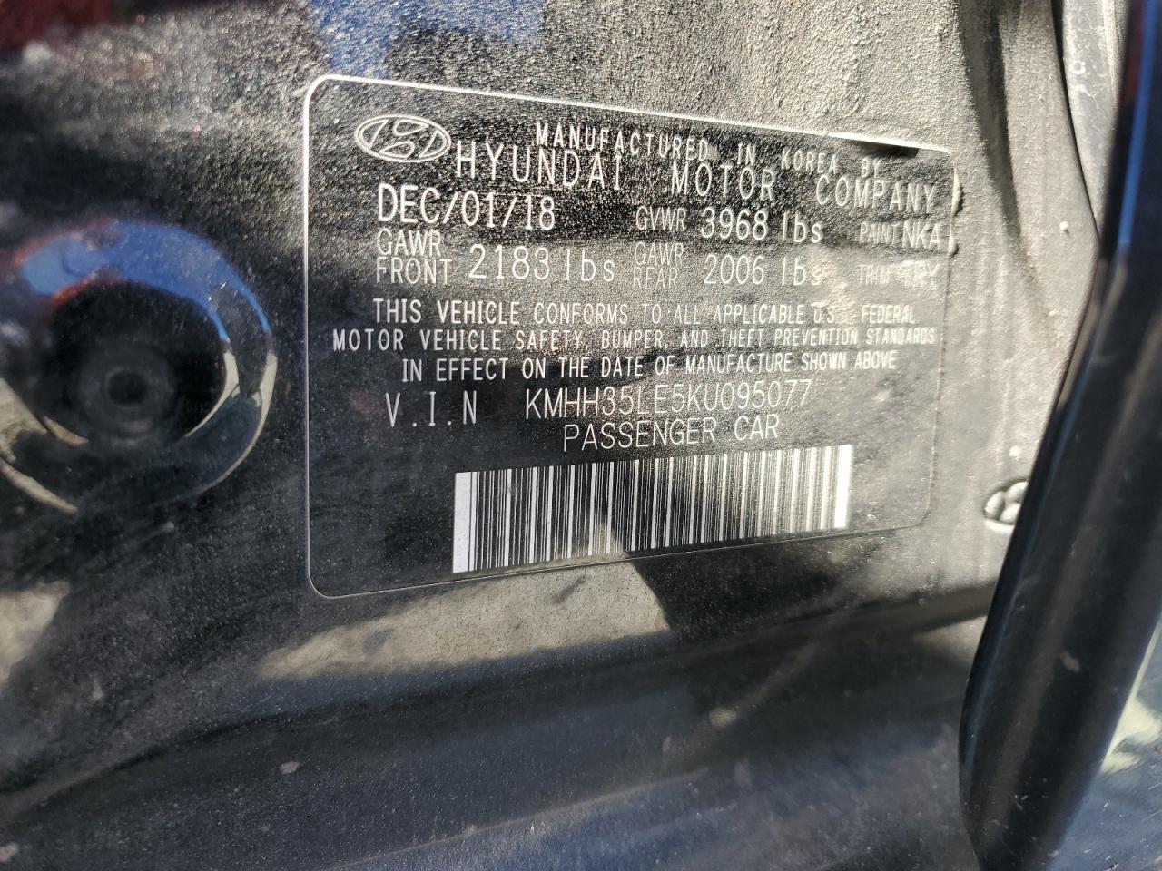 2019 Hyundai Elantra Gt VIN: KMHH35LE5KU095077 Lot: 93003005