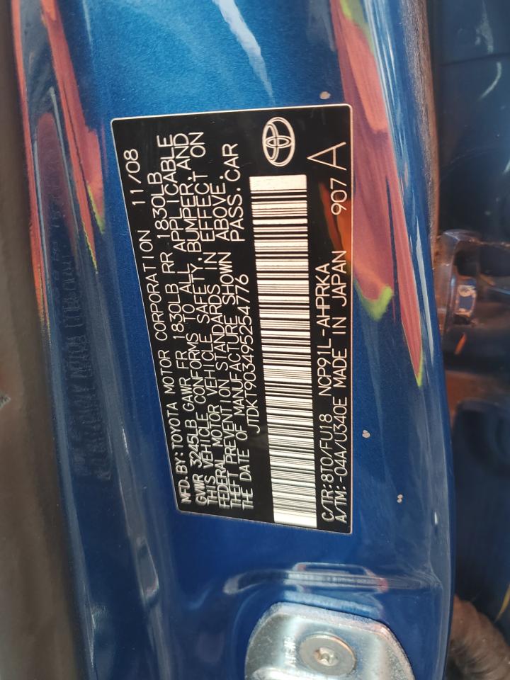 2009 Toyota Yaris VIN: JTDKT903495254776 Lot: 93248365