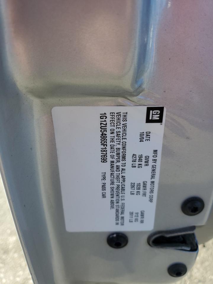 2005 Chevrolet Malibu Lt VIN: 1G1ZU54865F187699 Lot: 92062175