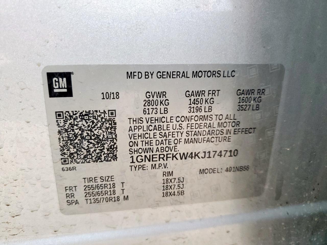 2019 Chevrolet Traverse Ls VIN: 1GNERFKW4KJ174710 Lot: 93438745