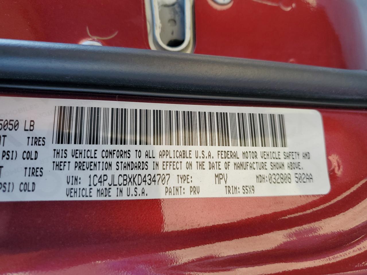 2019 Jeep Cherokee Latitude VIN: 1C4PJLCBXKD434707 Lot: 91358695