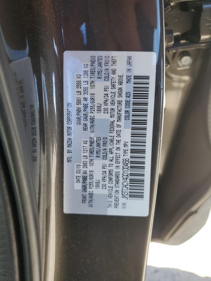 2016 Mazda Cx-9 Touring VIN: JM3TCACY4G0100468 Lot: 91936275