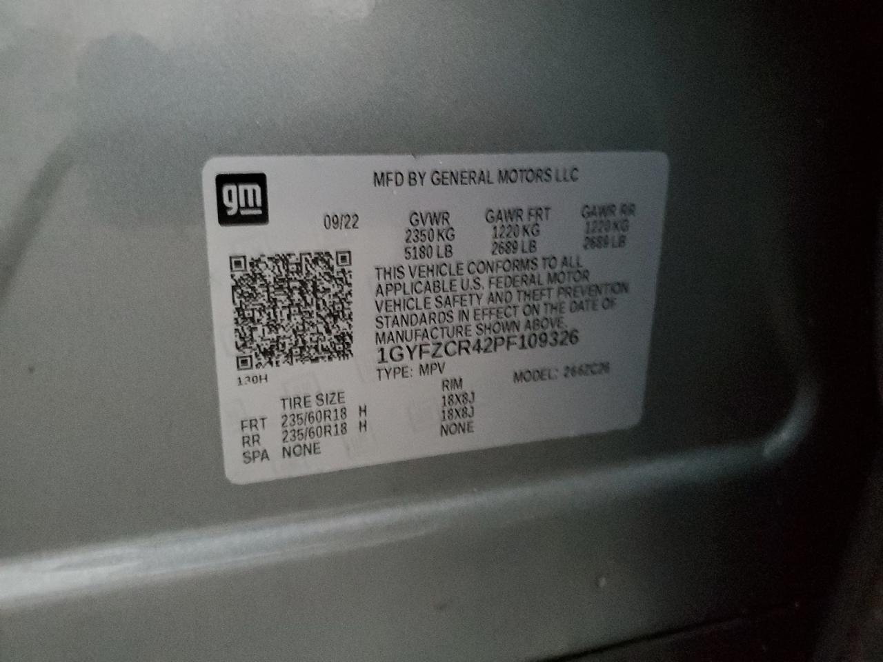 2023 Cadillac Xt4 Premium Luxury VIN: 1GYFZCR42PF109326 Lot: 93282875