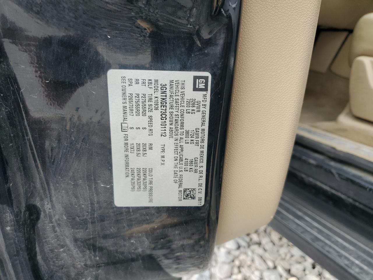 2012 Chevrolet Avalanche Ltz VIN: 3GNTKGE73CG101112 Lot: 91465675