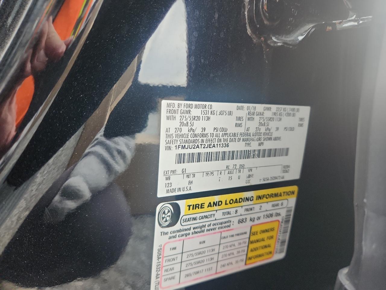 2018 Ford Expedition Limited VIN: 1FMJU2AT2JEA11336 Lot: 91178595