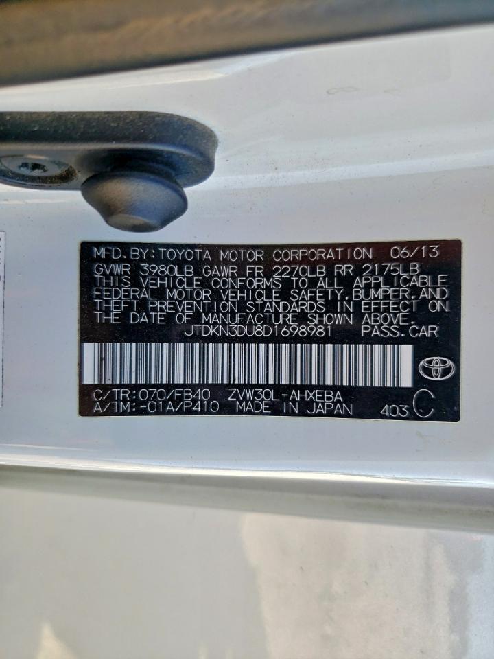 2013 Toyota Prius VIN: JTDKN3DU8D1698981 Lot: 94253605