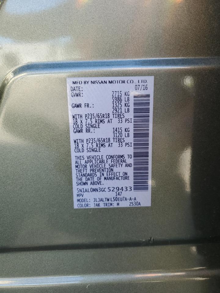 2016 Infiniti Qx60 VIN: 5N1AL0MN3GC529433 Lot: 91556055