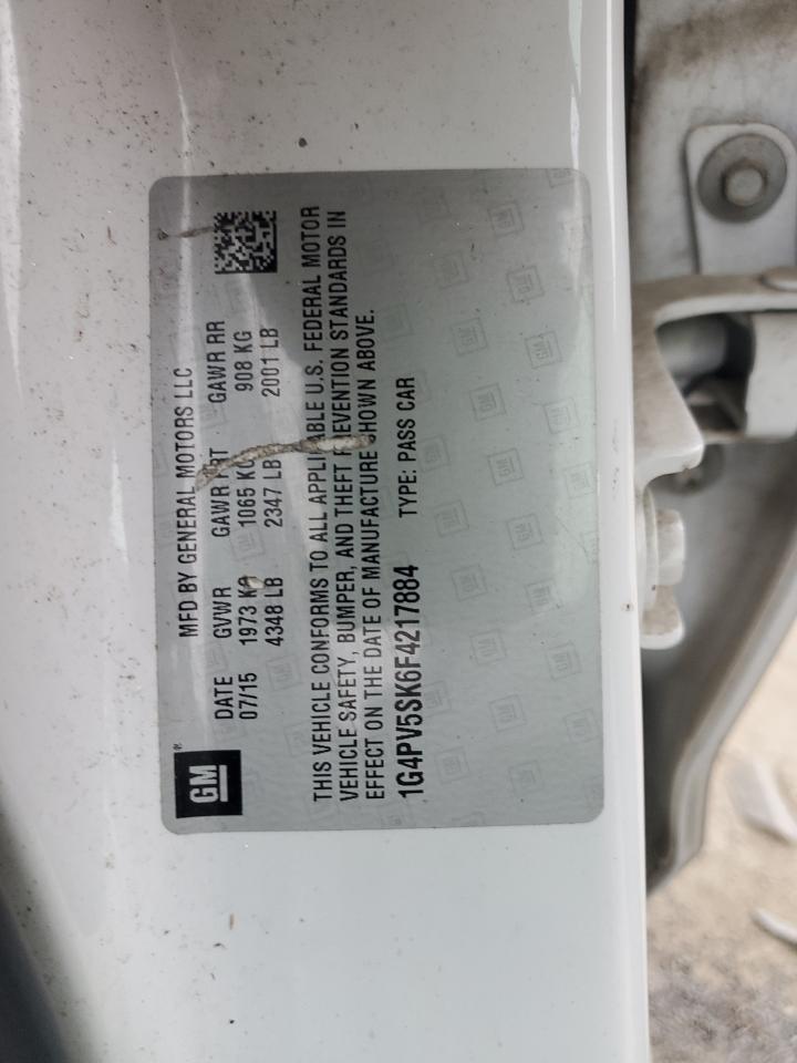 2015 Buick Verano 1Sv VIN: 1G4PV5SK6F4217884 Lot: 91507035