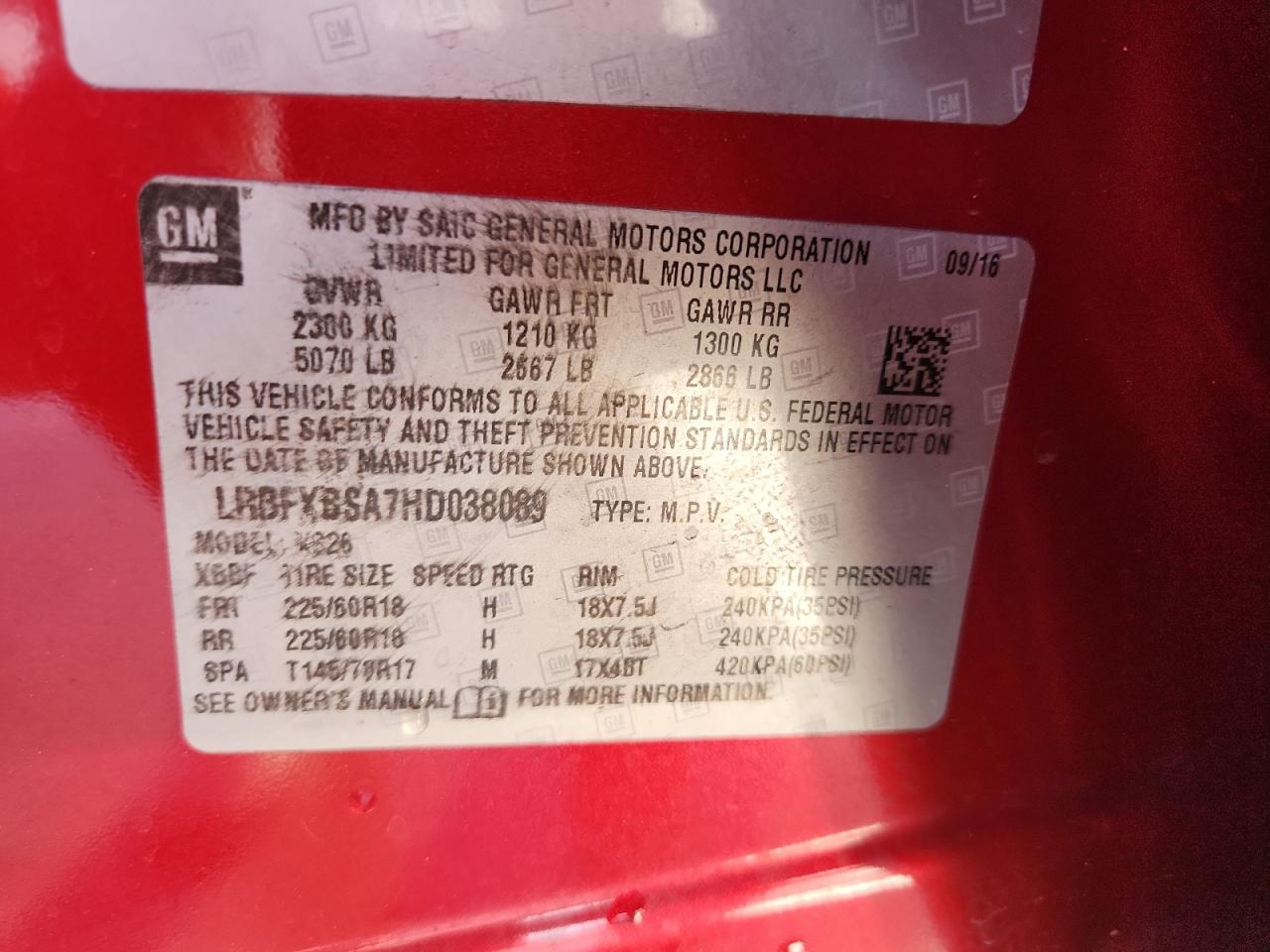 2017 Buick Envision Essence VIN: LRBFXBSA7HD038089 Lot: 91980385