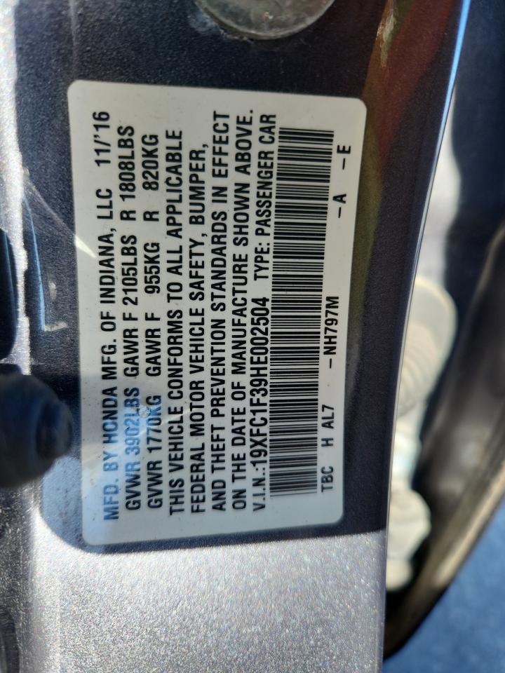 2017 Honda Civic Ex VIN: 19XFC1F39HE002504 Lot: 93426585