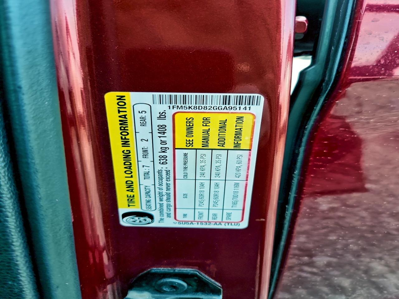 2016 Ford Explorer Xlt VIN: 1FM5K8D82GGA95141 Lot: 94033075