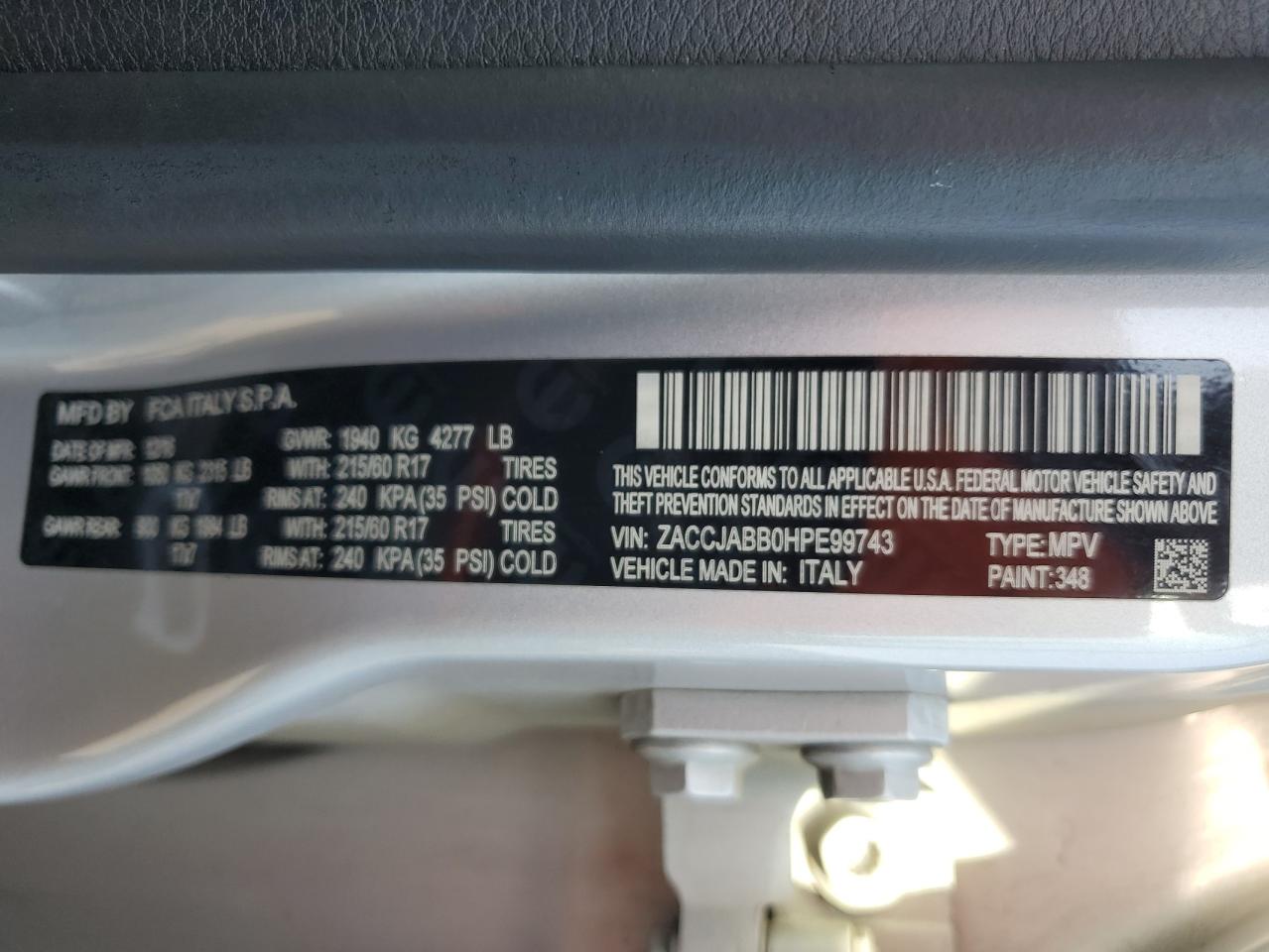 2017 Jeep Renegade Latitude VIN: ZACCJABB0HPE99743 Lot: 91451605