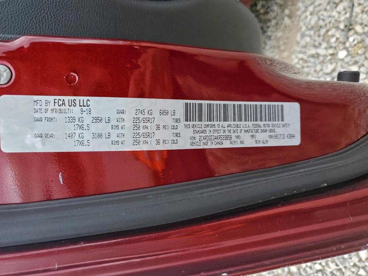 2019 Dodge Grand Caravan Gt VIN: 2C4RDGEG4KR533858 Lot: 93645145