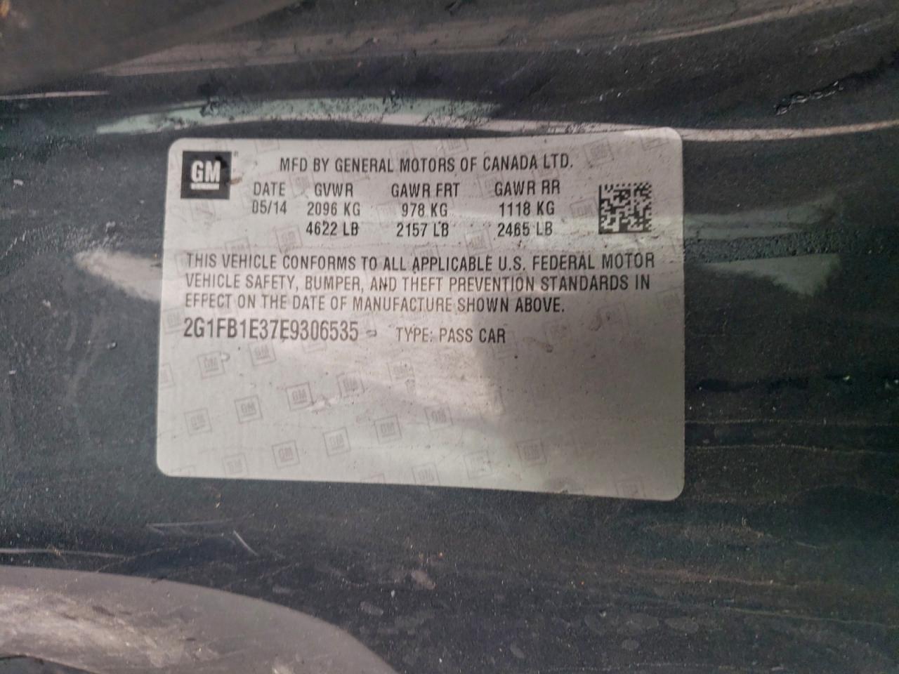 2014 Chevrolet Camaro Lt VIN: 2G1FB1E37E9306535 Lot: 93679995