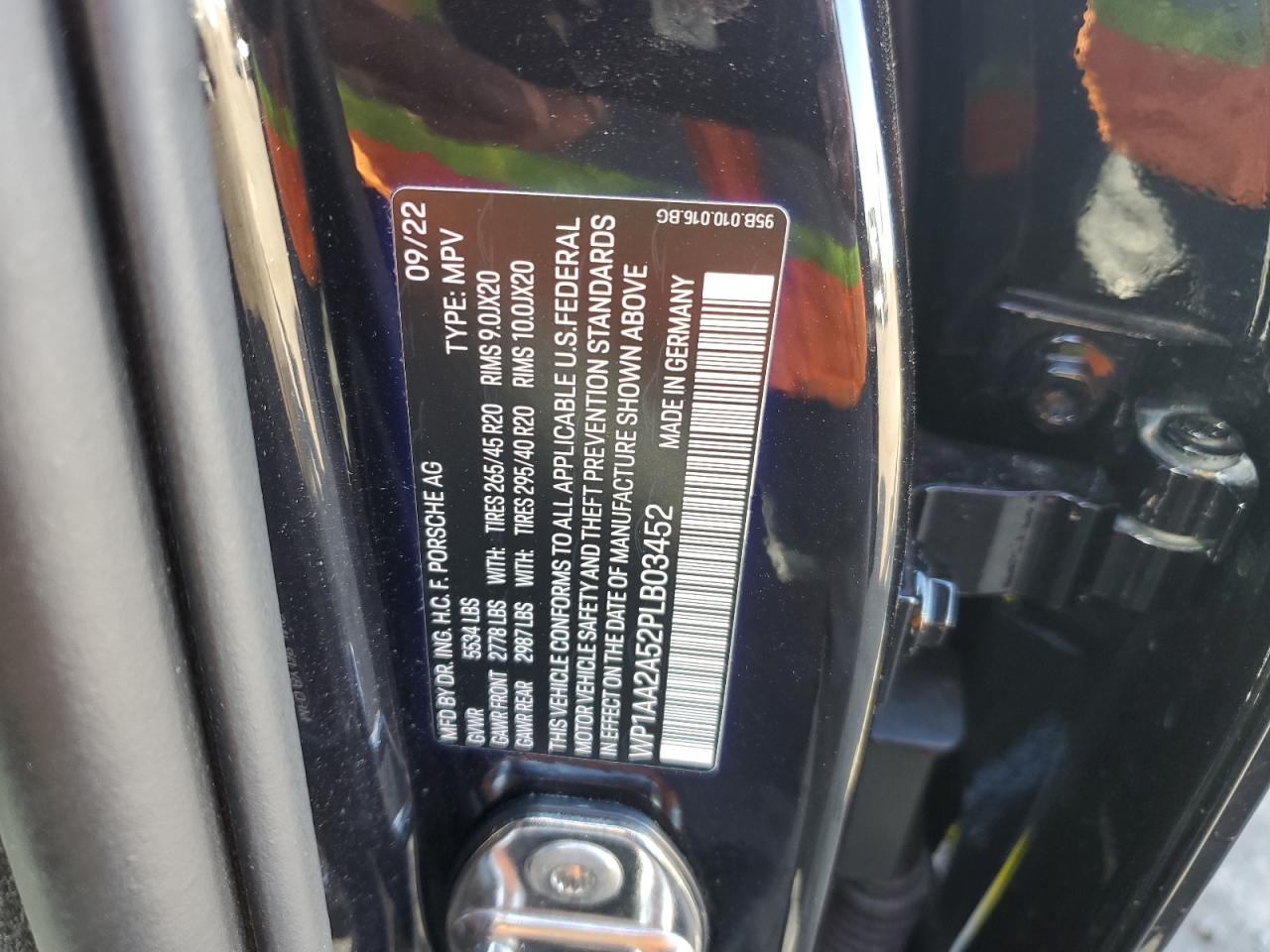 2023 Porsche Macan Base VIN: WP1AA2A52PLB03452 Lot: 91482935