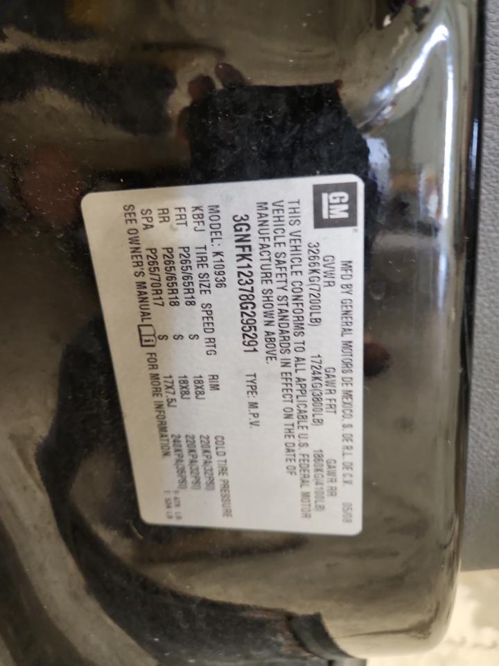 2008 Chevrolet Avalanche K1500 VIN: 3GNFK12378G295291 Lot: 90745585