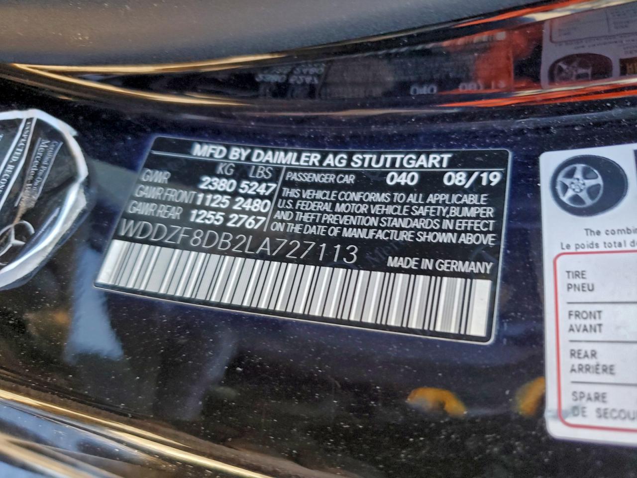 2020 Mercedes-Benz E 350 VIN: WDDZF8DB2LA727113 Lot: 94266325