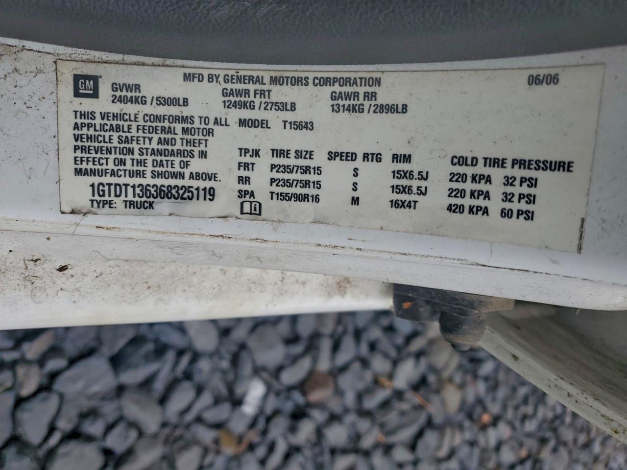 2006 GMC Canyon VIN: 1GTDT136368325119 Lot: 93889905