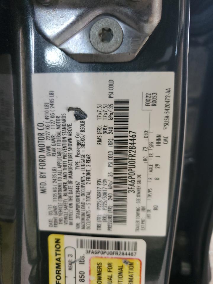 2015 Ford Fusion Se Phev VIN: 3FA6P0PU0FR284467 Lot: 91983125