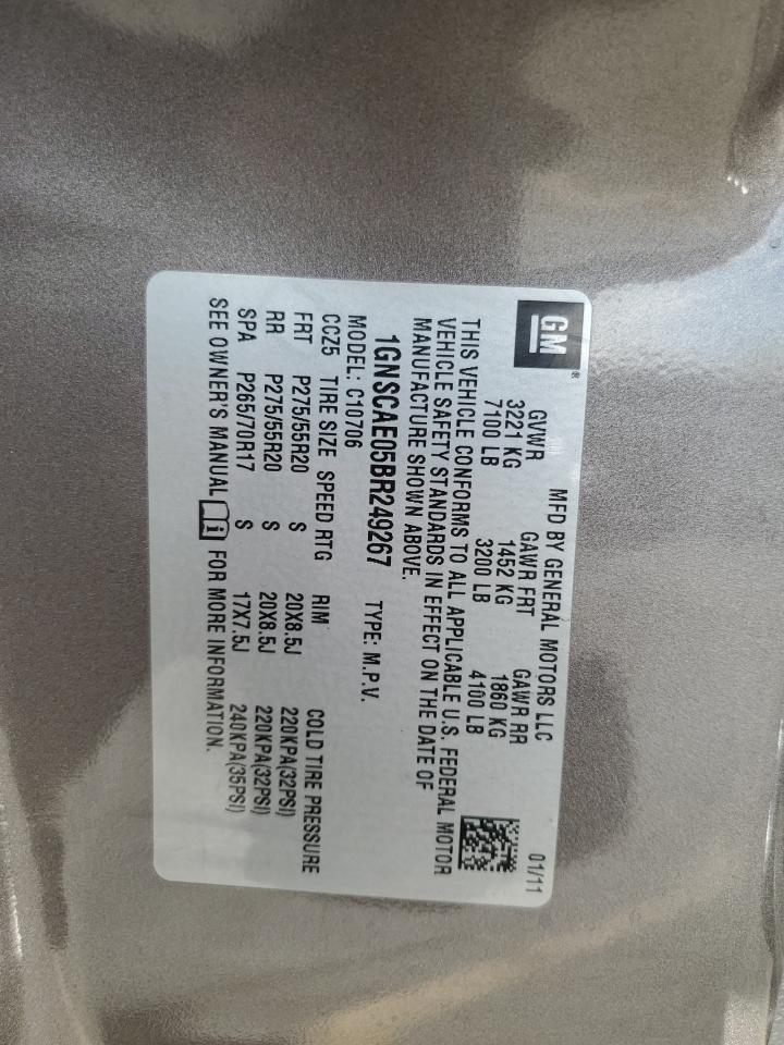 2011 Chevrolet Tahoe C1500 Ls VIN: 1GNSCAE05BR249267 Lot: 91933555