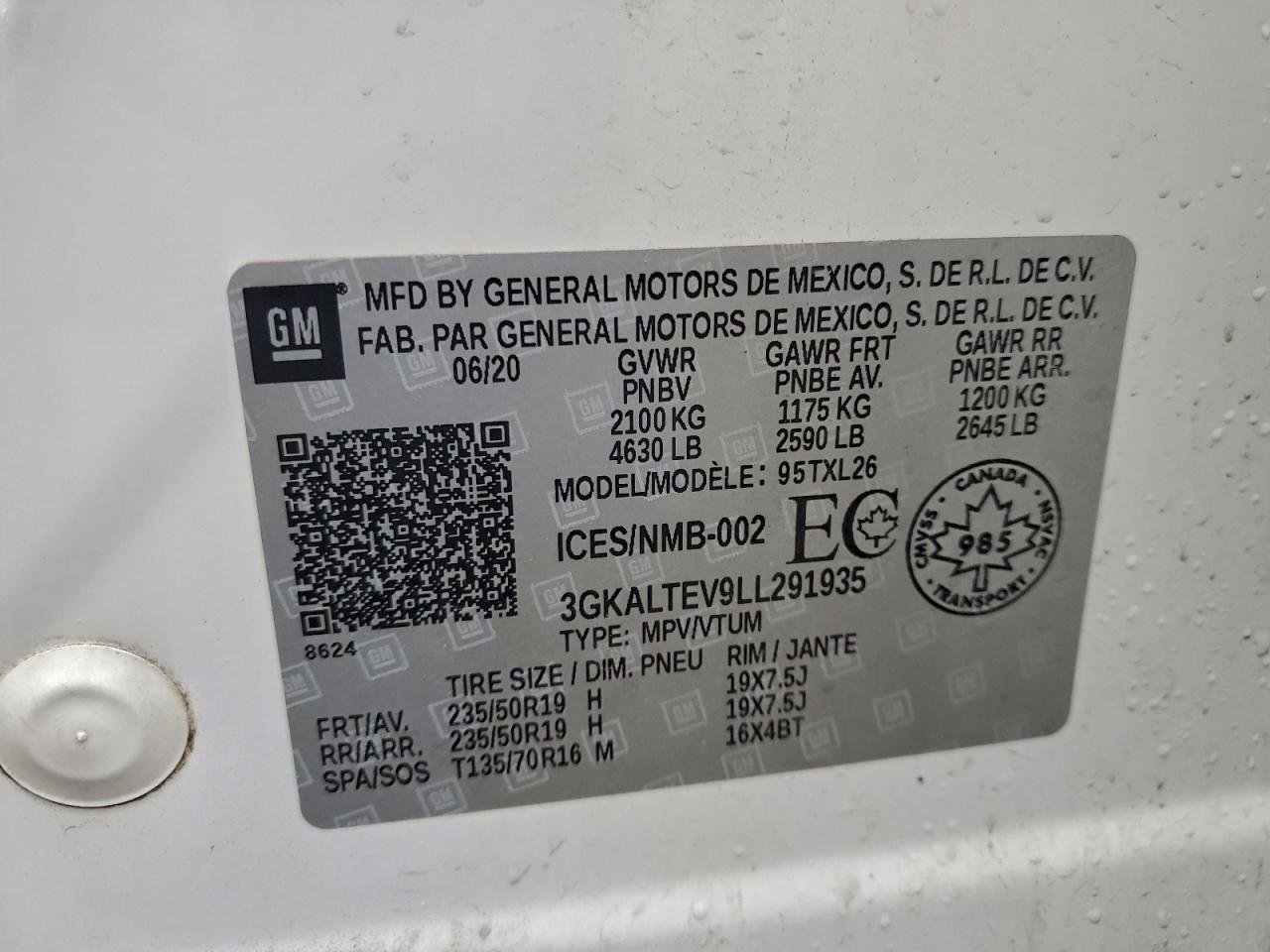 2020 GMC Terrain Sle VIN: 3GKALTEV9LL291935 Lot: 93198745