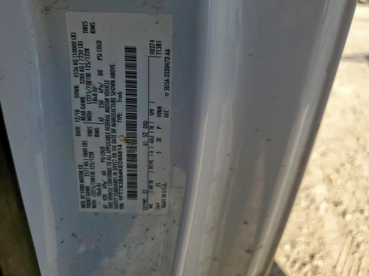 2019 Ford F350 Super Duty Utility / Service Truck VIN: 1FT7X3B64KED86814 Lot: 91474855