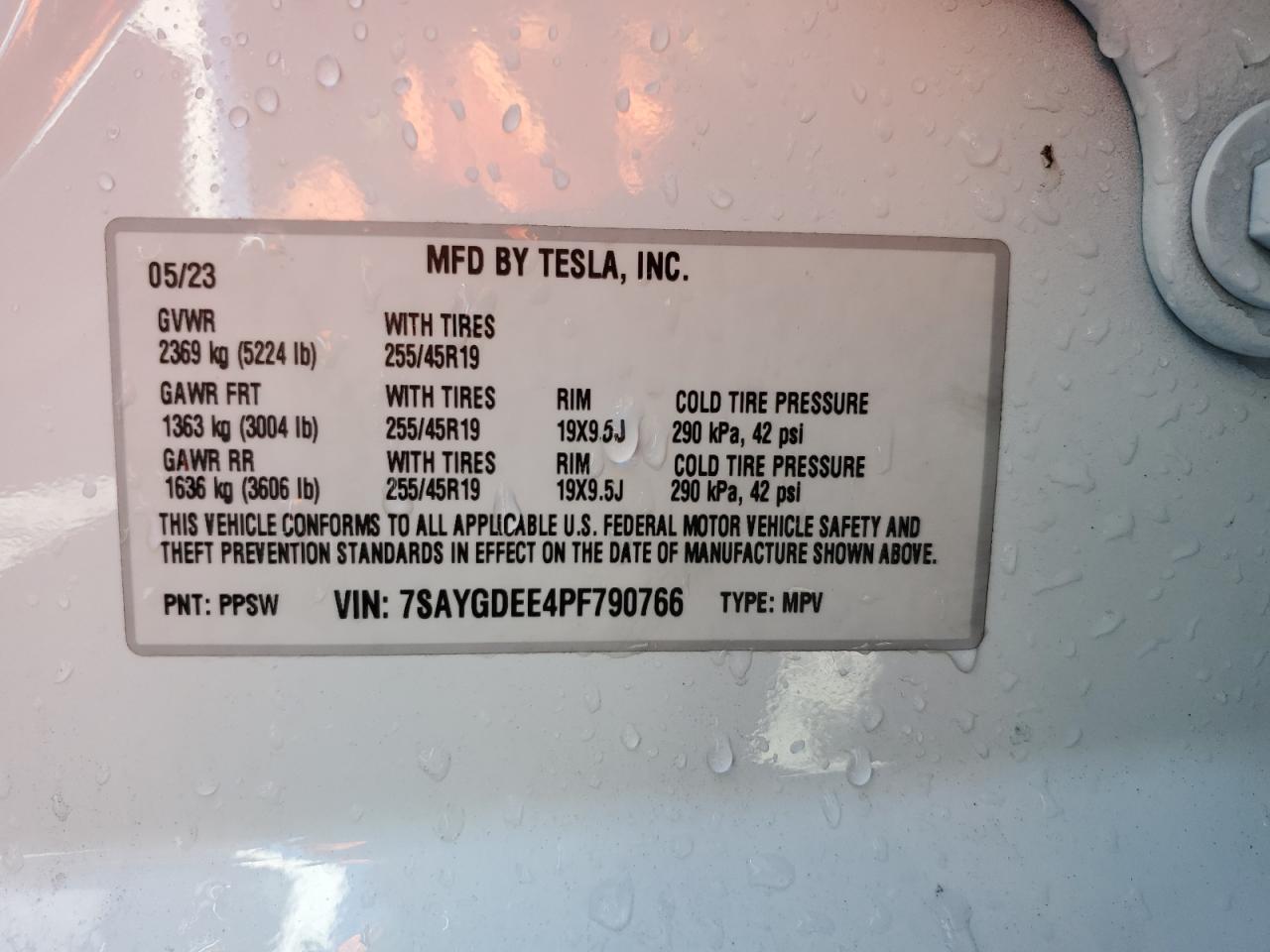 2023 Tesla Model Y VIN: 7SAYGDEE4PF790766 Lot: 90582675