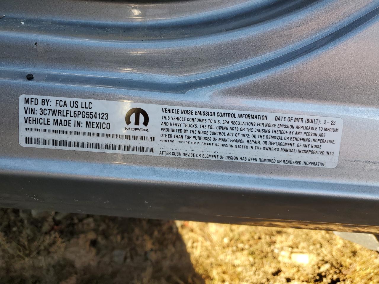 2023 Ram 4500 VIN: 3C7WRLFL6PG554123 Lot: 90328135