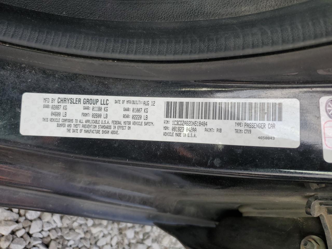 2013 Dodge Avenger Se VIN: 1C3CDZAB2DN518484 Lot: 91678235