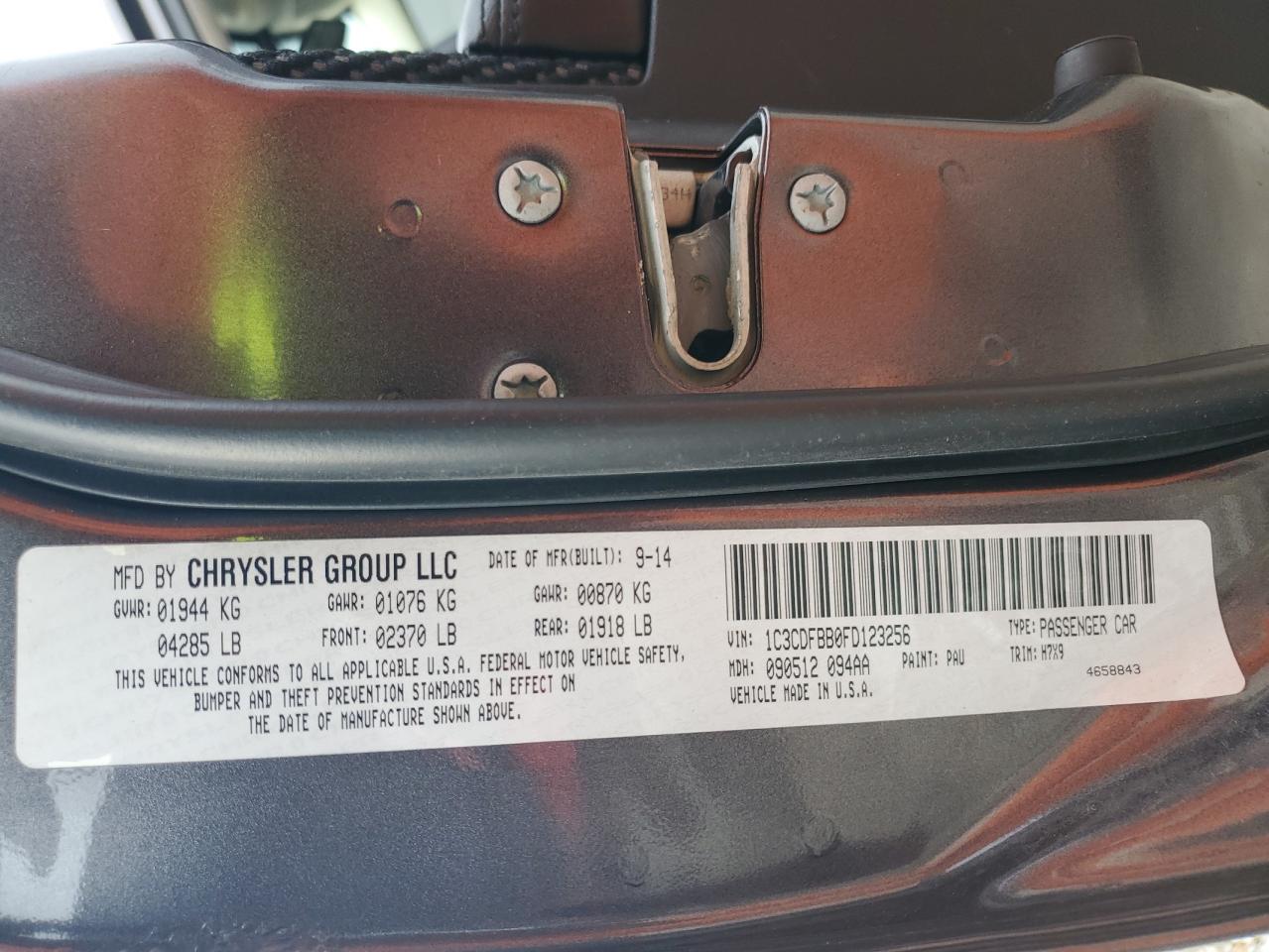 2015 Dodge Dart Sxt VIN: 1C3CDFBB0FD123256 Lot: 91691655