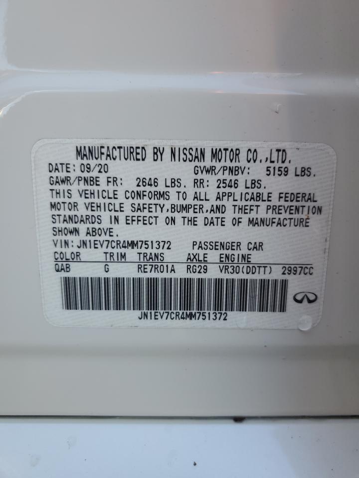 2021 Infiniti Q50 Sensory VIN: JN1EV7CR4MM751372 Lot: 90610425