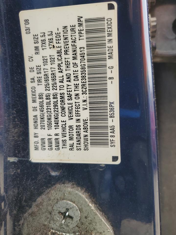 2008 Honda Cr-V Lx VIN: 3CZRE38358G704513 Lot: 92190465