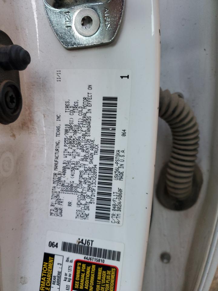 2012 Toyota Tundra Crewmax Sr5 VIN: 5TFDY5F13CX220994 Lot: 93055755