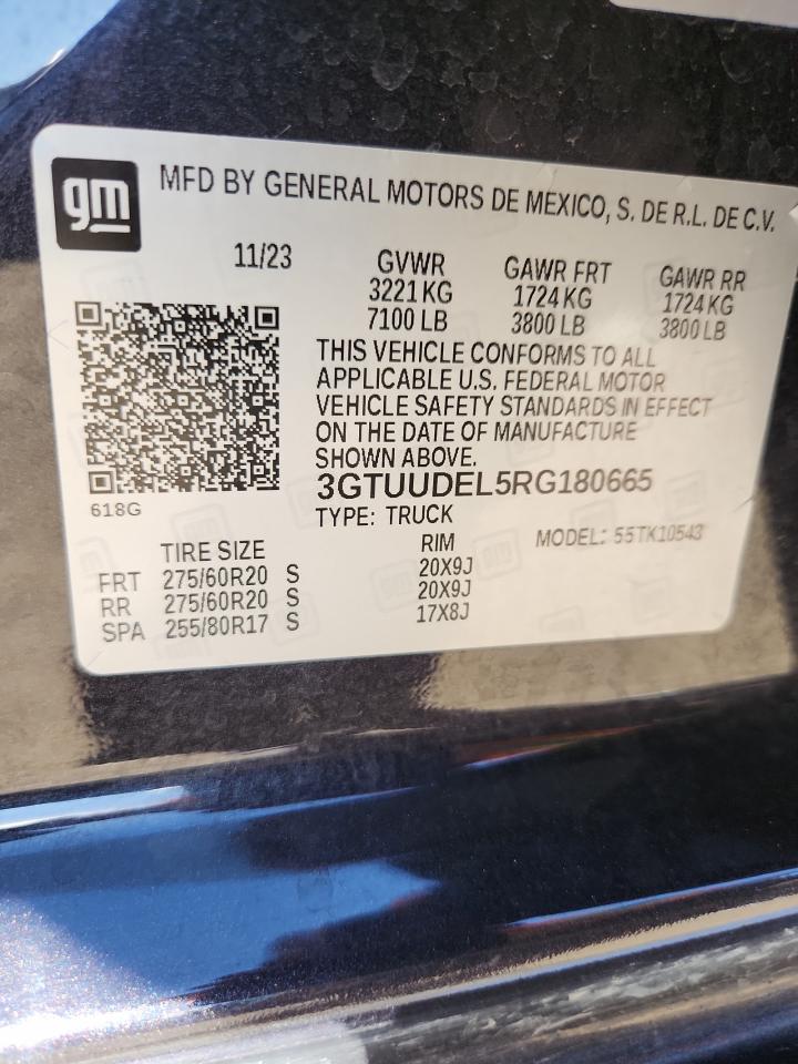 2024 GMC Sierra K1500 Slt VIN: 3GTUUDEL5RG180665 Lot: 91432605