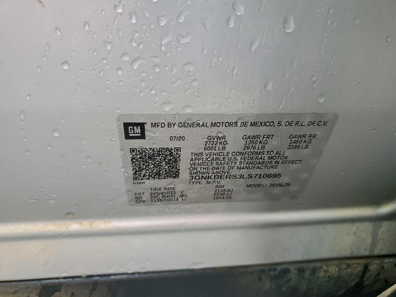 2020 Chevrolet Blazer Rs VIN: 3GNKBERS3LS710695 Lot: 93960455