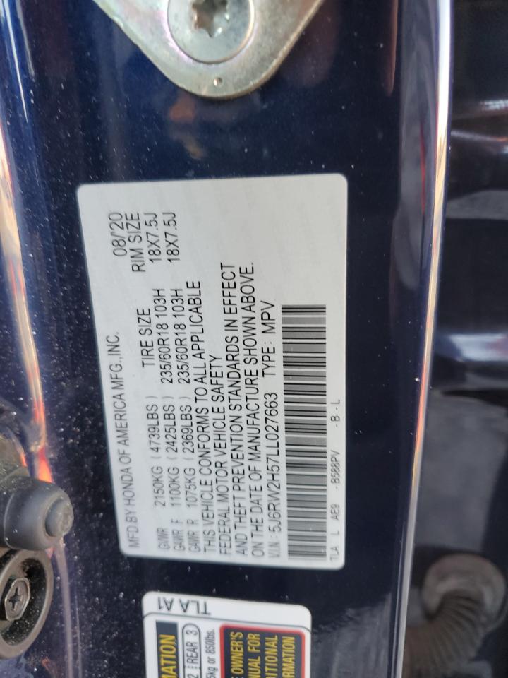 2020 Honda Cr-V Ex VIN: 5J6RW2H57LL027663 Lot: 91559105