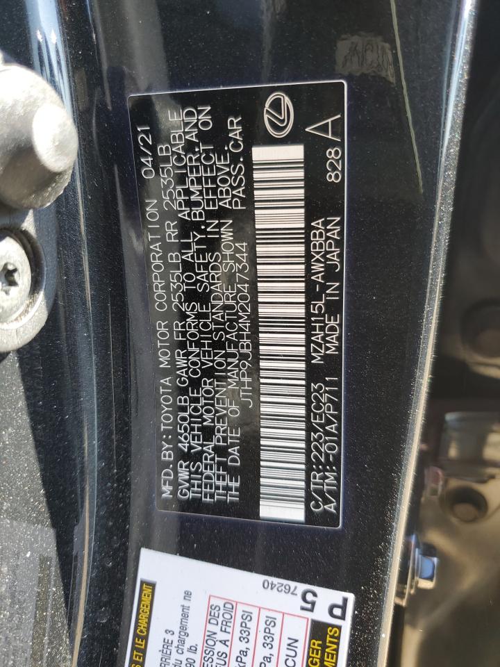 2021 Lexus Ux 250H VIN: JTHP9JBH4M2047344 Lot: 91311505