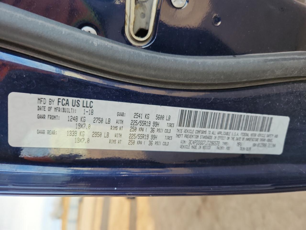 2018 Dodge Journey Crossroad VIN: 3C4PDDGG7JT296572 Lot: 85431005