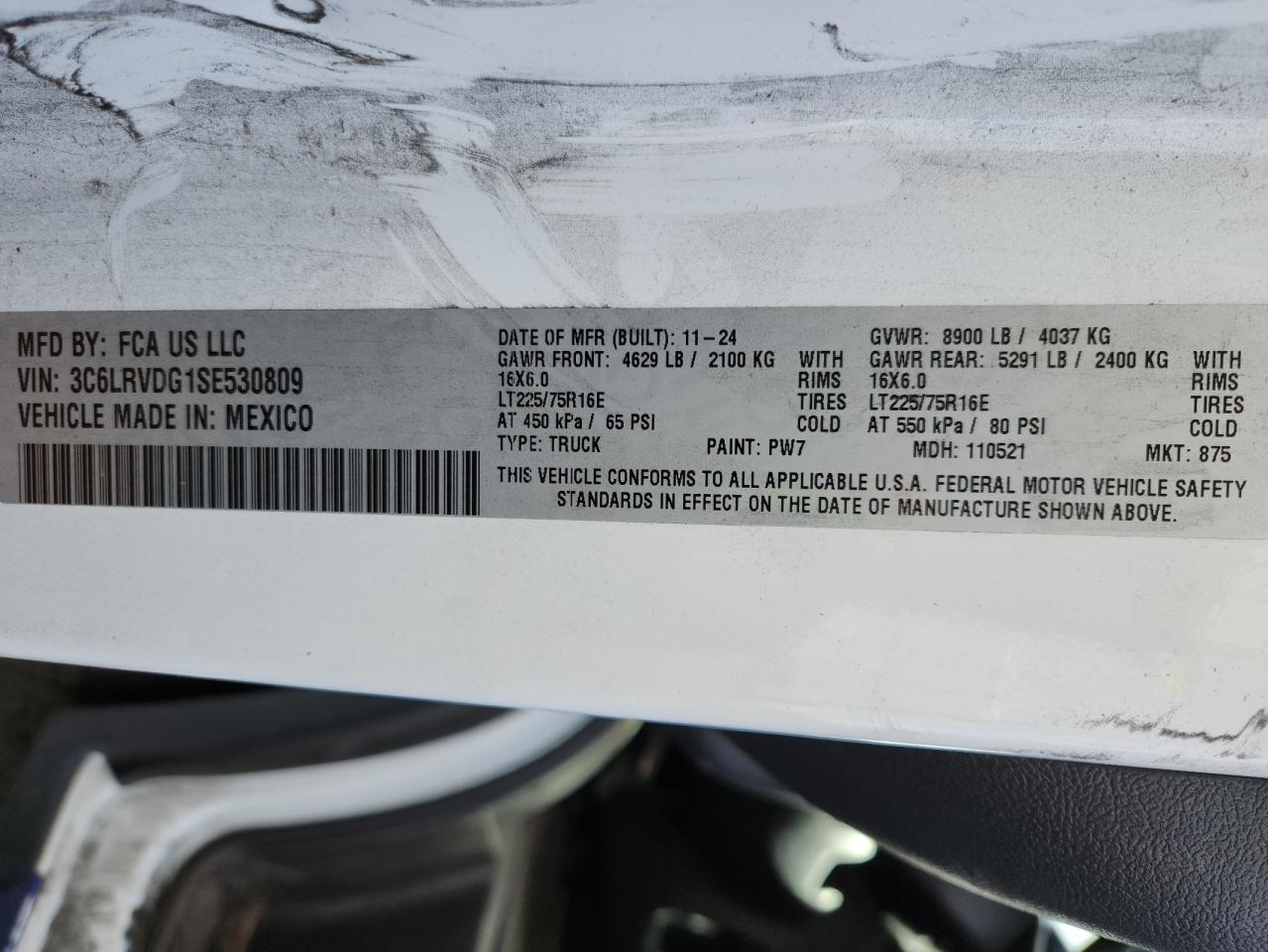 2025 Ram Promaster 2500 2500 High VIN: 3C6LRVDG1SE530809 Lot: 92055945