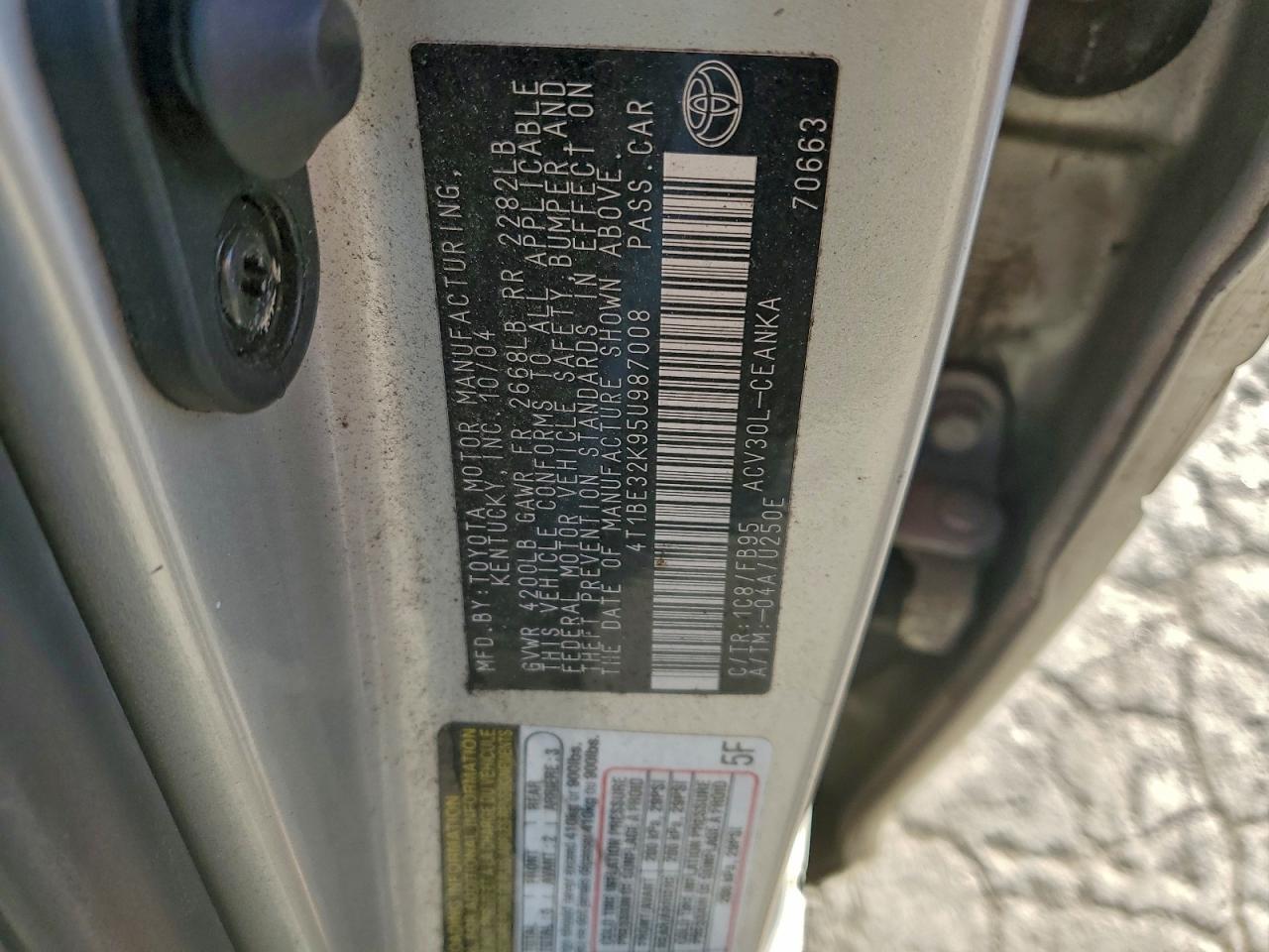 2005 Toyota Camry Le VIN: 4T1BE32K95U987008 Lot: 94533615