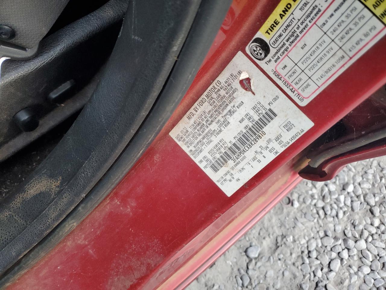 2011 Ford Fusion Sport VIN: 3FAHP0KCXBR289810 Lot: 93773165