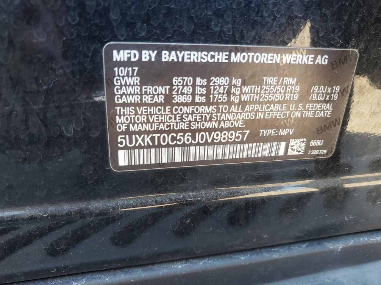 2018 BMW X5 Xdr40E VIN: 5UXKT0C56J0V98957 Lot: 92932345