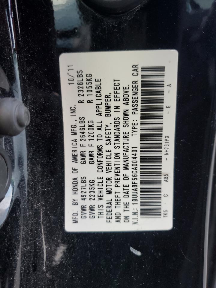 2012 Acura Tl VIN: 19UUA9F56CA004401 Lot: 91082645