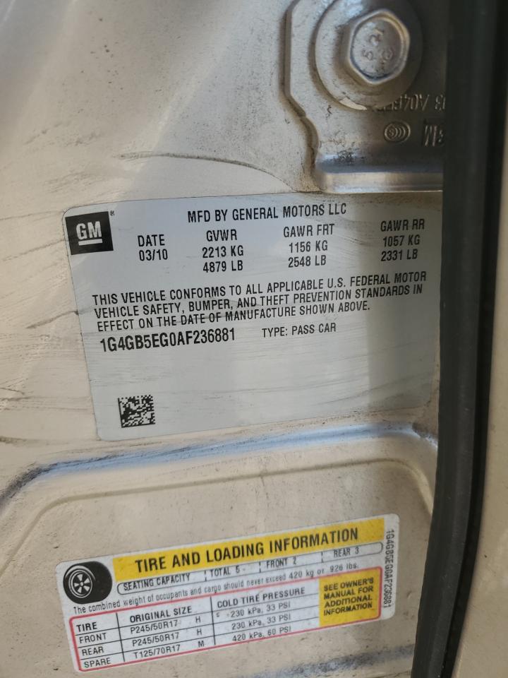 2010 Buick Lacrosse Cx VIN: 1G4GB5EG0AF236881 Lot: 91019465