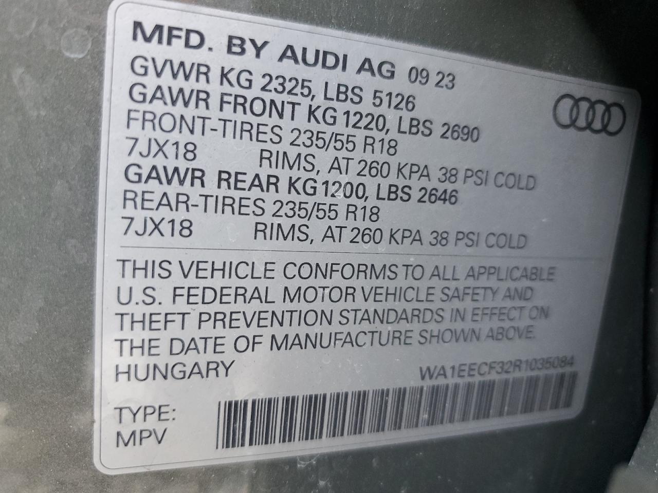 2024 Audi Q3 Premium Plus S Line 45 VIN: WA1EECF32R1035084 Lot: 91347935